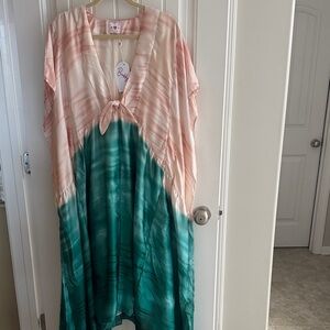Buddy Love Pink and Teal Midi Dress